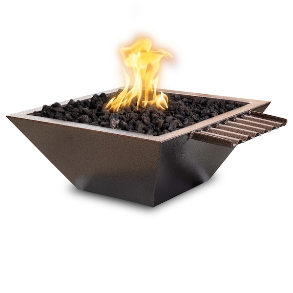 The Outdoor Plus 24 Square Maya Fire, Water Bowl, Powder Coated Metal, Copper Vein, Match Lit w/Flame Sense, Liq. Propane OPT-24SQPCFWWVFSML-CPV-LP - main